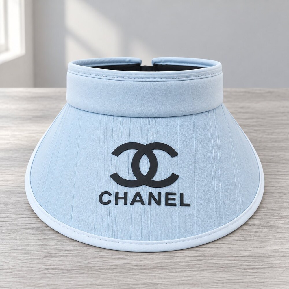 CHANEL Light Blue Logo Sun Visor